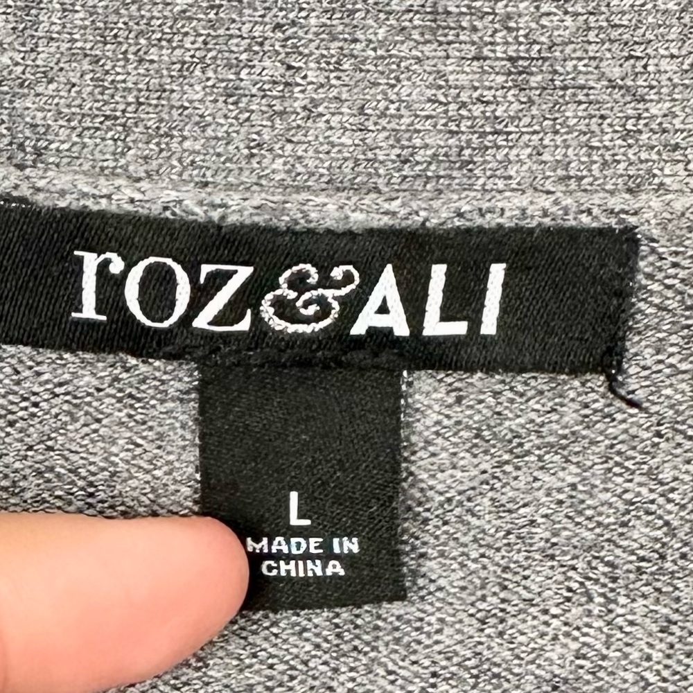 Roz & Ali Charcoal Gray Open Front Cardigan - Size: Large - Picture 2 of 6